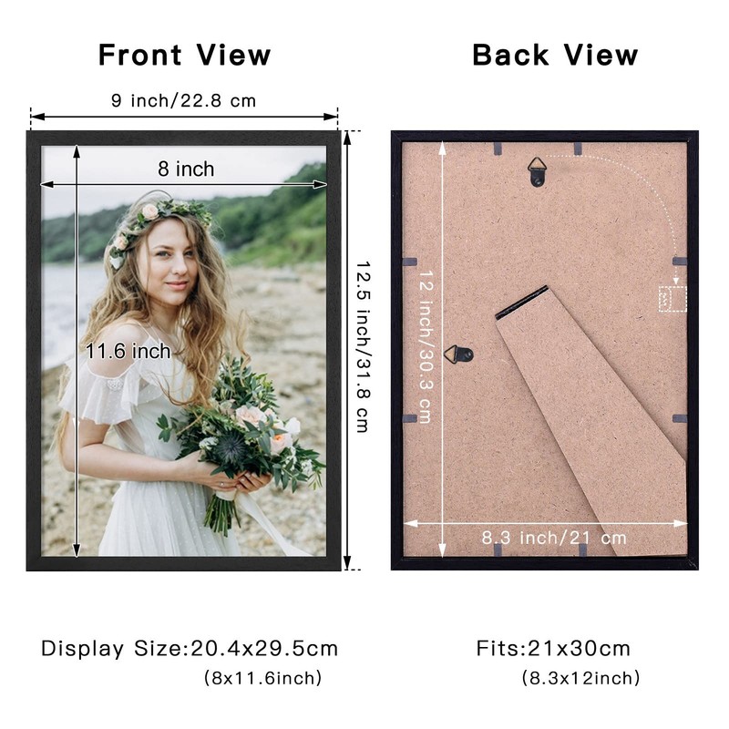 Veelot A4 Photo Frame, Black Solid Wood Photo Frame, Set
