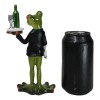 Green Toad Frog Silver Service Butler With Wine Glass And