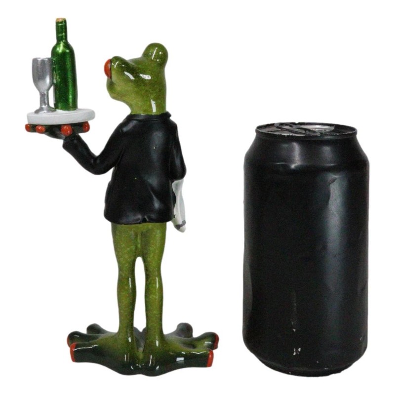 Green Toad Frog Silver Service Butler With Wine Glass And