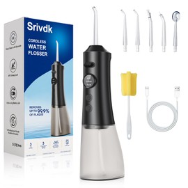 Water Dental Flosser for Teeth – 300ML Cordless Oral Irrigator with 6 Replaceable Jet Tips, 3 Modes, Portable Rechargeable Electric Flosser for Braces & Sensitive Gums, IPX7 Waterproof for Home&Travel