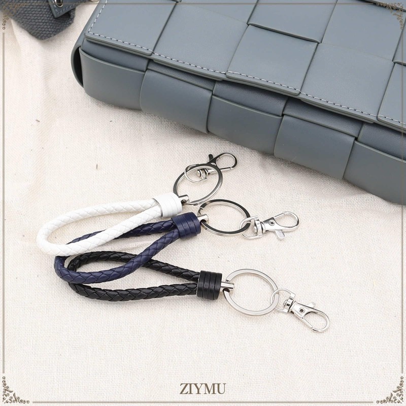 ZIYMU C-005 Keychain, Charm, Braided Leather, Strap, Carabiner, Keyring, Car,