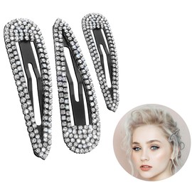 LilaLemon 3Pcs Rhinestone Hair Clips,Bling Crystal Hair Barrettes Glitter French Barrettes, Metal Snap Duckbill Hairpins, Party Valentine's Day Hair Accessories for Women Girls