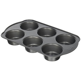 Ekco - Molde para Hornear Muffins, Magdalenas, Mantecadas, Ekco Evolution, Color Negro, Acero inoxidable con Antiadherente, 6 Tazas