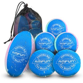 AMFUN Water Bouncing Ball, 6PCS Funny Pool Toys Balls, Skimming Balls, Soft Quick-drying Water Jumping Balls with Net Storage Bag, Water Sports Games Bouncing Ball for Pool Beach