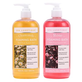 Bubble Bath, Spa Luxetique Foaming Bath for Women with Pure Epsom Salt, Bath Sets Rose and Chamomile Scent, Christmas Gifts, Moisturizing and Relaxing Spa Gifts for Mom, 33.2 Oz (2 Pack)