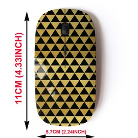 mouse inalámbrico de 2.4 G con bonito diseño de patrón para todas las computadoras portátiles y computadoras de computadora con nanoreceptor, triángulos dorados