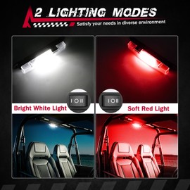 UTV Dome Light, FASTCHOY AUTO Roll Bar Light Interior Dome Lights Battery Powered Universal for UTV RZR SXS Ranger Polaris Truck Golf Cart Can Am Off Road - White/Red