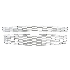 Fuel Rider Grille Inserts Overlay Trim for Front Grille Compatible with 2015-2020 Chevy Suburban - Chrome ABS Snap On 2 Honey Comb Inserts, OE Look- Car Truck Accessories