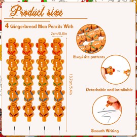 HOWAF 36 Pcs Christmas Gingerbread Man Mini Pocket Notebook and Gingerbread Man Pencils for Kids School Favors, Assorted Design Notepads and Pencil for Merry Christmas Goodie Bags Fillers Classroom Activity