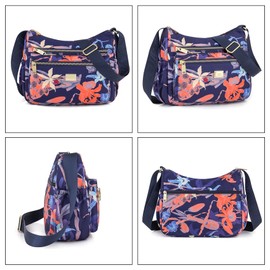 NOTAG Women's Shoulder Bag, Lightweight, Crossbody Bag, Large Capacity, Floral Pattern, Pochette, Nylon, Waterproof, Multi-functional, Large, For School Commutes, Work, Travel, Mother's Day Gift,