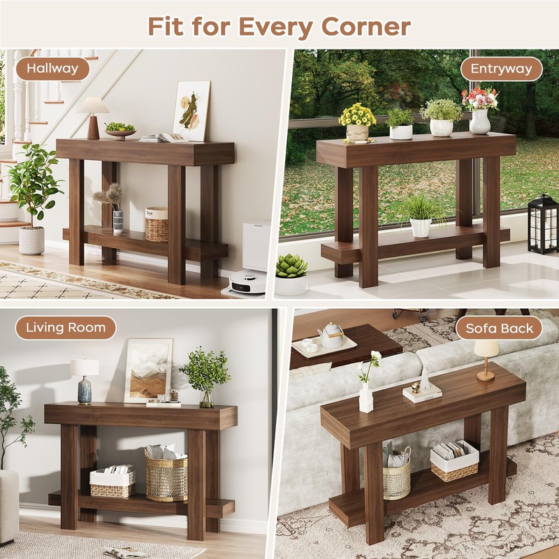 Console Table for Entryway, 47.2" Narrow Farmhouse Sofa Table Walnut
