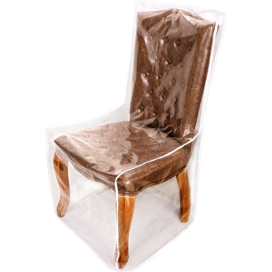 JYSILIYH Plastic Chair Covers,Plastic Dinning Chair Cover,Clear Chair Covers,PV Waterproof Chair Storage Covers Keep Your Dinning Chair Away from Water Dust Paws and Claws.