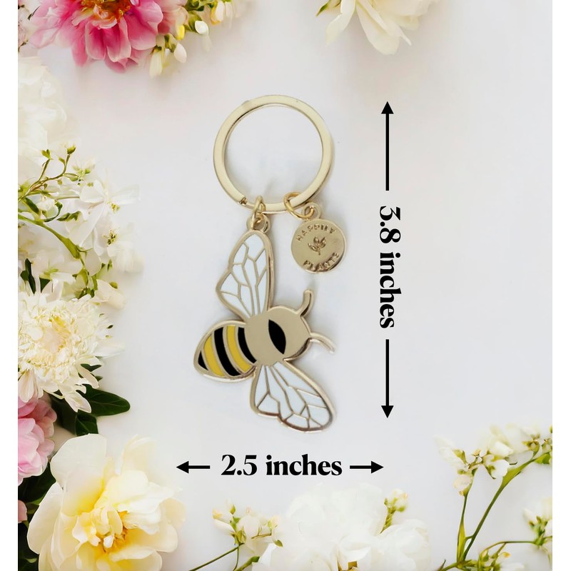 HAPPILY PLANTS Bee Keychain, Bee Gift