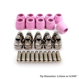 WeldingStop Plasma Consumables Kit for Primeweld CUT50 CUT50DP CT520 CT520DP Plasma Cutter AG-60 Torch (1.0mm .040'' Tip)
