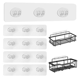 Upgraded Shower Caddy Adhesive Replacement,Strong Adhesive Hooks for Shower Caddy, Waterproof Shower Shelf Adhesive, Shower Adhesive Strips for Shower Organizer and Kitchen Racks (5 Pcs(Triple Hooks))