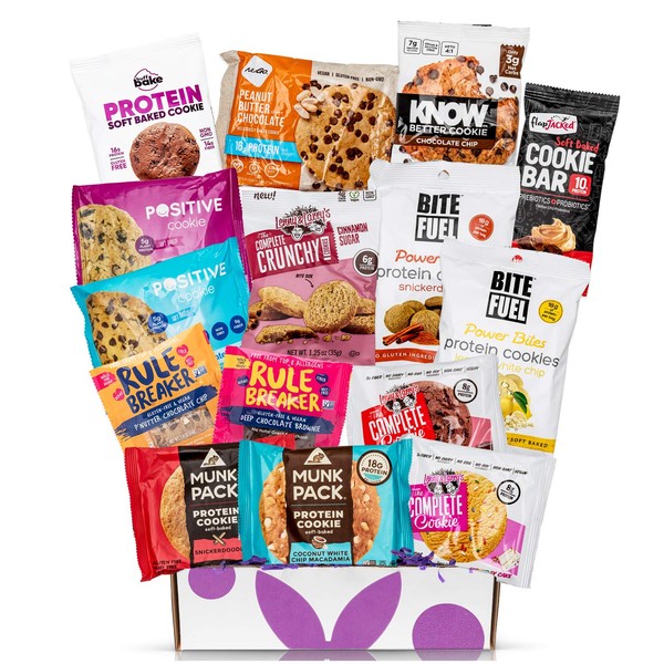 Protein Cookie Box Care Package: High Protein Cookies Variety Pack Gift Box – Includes Lenny And Larry's, Munk Pack, Bite Fuel, Rule Breaker, and more!