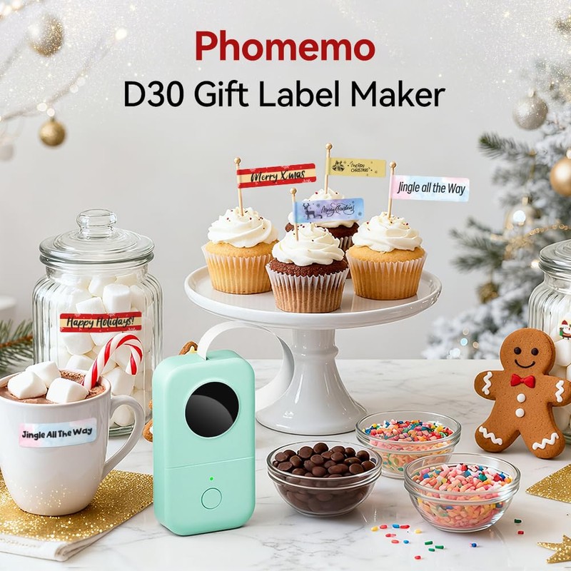 Phomemo Label Maker, D30 Portable Bluetooth Mini Label Printer Machine,
