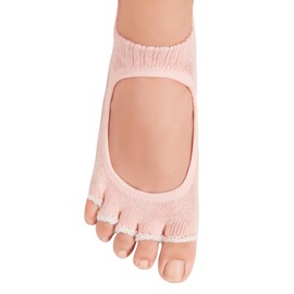 Knitido + Kokoro Pilates Yoga Dance Grip Toe Socks, Carnation (36)