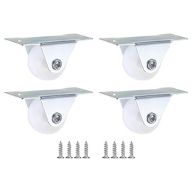 PATIKIL 1" Rigid Caster Wheels, 4 Pack Silent Fixed Plate Casters with M4 Screws Load Capacity 198Lbs for Furniture Workbench Cart Trolley One Direction Rolling, White(NO Brake)