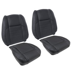 NLQR Front Driver & Passenger Side Bottom & Top Back Charcoal Black Replacement Microfiber Leather Seat Cover Compatible with Ford Mustang 2010 2011 2012 2013 2014