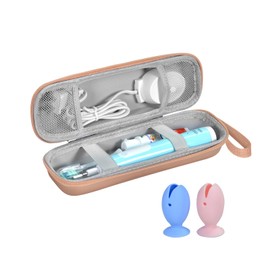 TUNYINSH Travel Case for Oral-B/Oral-B Pro/Phlips Sonicare Electric Toothbrush with 2pcs Toothbrush Heads Cover Cap, Portable Hard Protective Storage Bag with Accessories Storage (Gold)