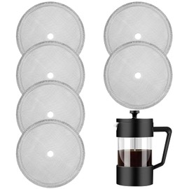 French Press Replacement Screens, 6 Pack, Stainless Steel Reusable Mesh Filter for 17 Ounce and 12 Ounce Coffee Press, Mesh Filters for Universal 350 ml / 12 oz / 11.8oz French Press Coffee Maker