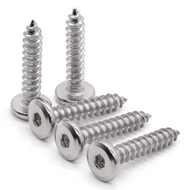 Glvaner (100 pcs) M4 x 10mm Round Socket Head Self Tapping Screws 304 Stainless Steel 18-8 Type A Point Sheet Metal Screws Wood Screws Furniture Screws