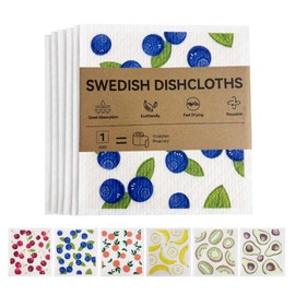 GENERALCARE - Paquete de 6 paños de cocina suecos, superabsorbentes, reutilizables y ecológicos (fruta/lavanda/campamento/colores sólidos) (fiesta de frutas)