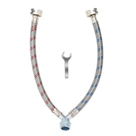 Watflow 3/4"Fittings,1Ft Washing Machine Y Mixer Hose with Octagonal Wrench, Y Connector for Washing Machine, 304 Stainless Steel Washing Machine Hot and Cold Water