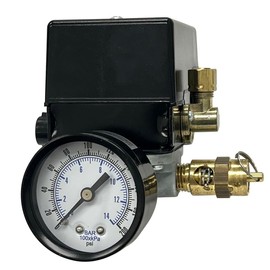 115-150 PSI, Heavy Duty American Made Air Compressor Pressure Switch Safety Valve Kit for Electric Driven Air Compressors, Back Mount Configuration, Made in USA