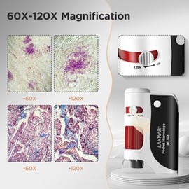 60x-120x Mini Pocket Microscope for Kids Adults, Portable Handheld Microscope with Microscope Slides, Miniscope Portable Microscope for Kids Little Scientist Students School Minilabsters Education