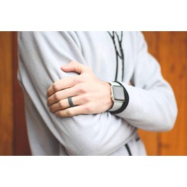 Enso Rings Bevel Classic Silicone Wedding Ring – Hypoallergenic Unisex Wedding Band – Comfortable Band for Active Lifestyle – 8mm Wide, 2.16mm Thick Obsidian Size: 8