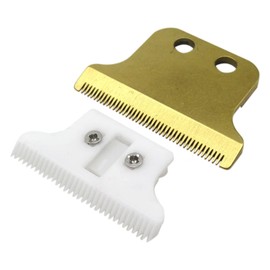GRABOTE Upgraded Adjustable 2 Hole Double Wide Trimmer Replacement Blade #2215 for W*ahl Detailer #8290 (Ceramic + Gold Blade)