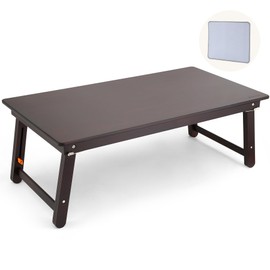 Nnewvante Large Size Floor Desk, Folding Low Coffee Table, No Assembly Required, Adjustable Floor Table for Breakfast Gaming Writing 33.5"x17.7" Black Walnut
