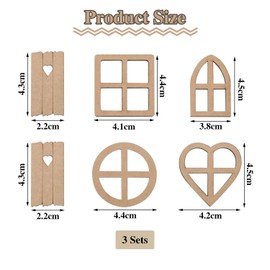 HDGSAFD 3 Sets Doll House Doors and Windows, Miniature Scene Decoration, Wooden Doors and Windows, Dollhouse Decoration, Mini Window Decoration
