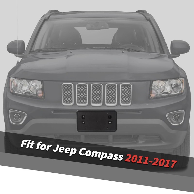 Jimen Fit for Jeep Compass 2011-2017, Front License Plate Frame