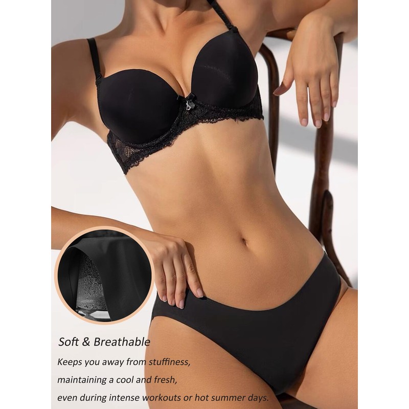 Bolivelan Womens Mid-Rise Seamless Thongs Comfy Underwear G-Strings Panties (3