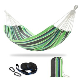CHULIM Brazilian Double Hammock with Tree Straps,Extra Large 94x63IN,2 Persons Hammock for Backyard Patio Outdoor and Indoor,450lbs Weight Capacity,Soft Woven Cotton Fabric - Black Stripe