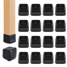 Ezprotekt 24 Pcs Chair Sliders for Carpet, Square Chair Glides for Carpet, Teflon Furniture Pads for Carpet, Chair Leg Protectors Caps for Carpet for Dining Table Chair, Black M (Fit: 0.75"-1")