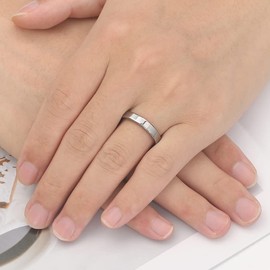 Cloyo 4mm Gold and Silver Tungsten Ring for Women Men's Two-Tone Wedding Engagement Bands Flat Edge Size V 1/2