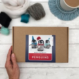 Bergin & Bath Needle Felting Kit, Penguins. Make Three Sweet Festive Decorations with This Beginner Friendly Craft kit for Adults and Teens. The Best Stocking Filler for Anyone Creative.