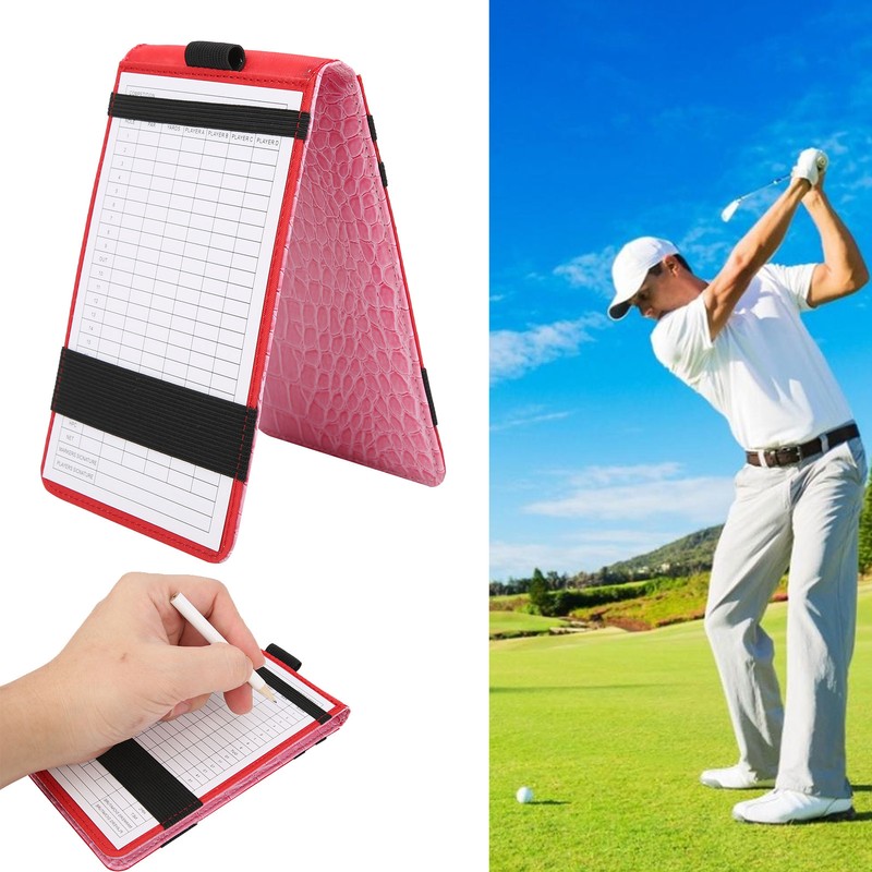Golf Scorecard Holder PU Leather Scoring Book Golf Score Card