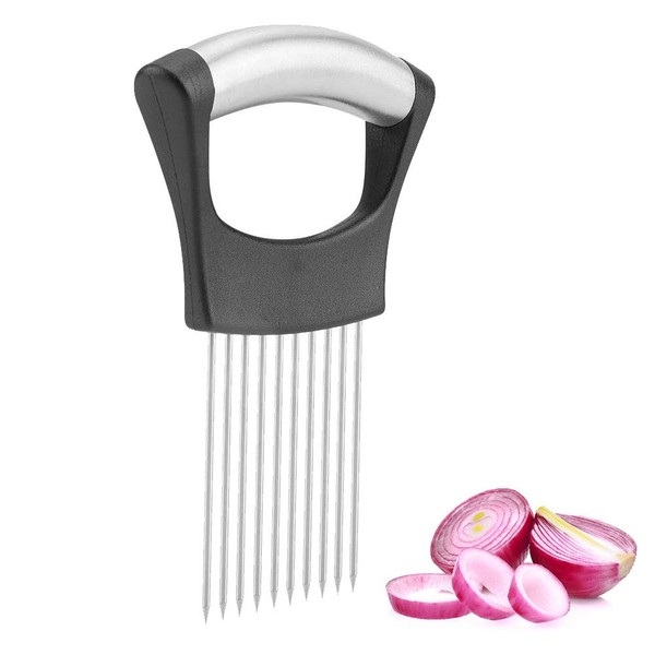 Onion Holder Stainless Steel Potatoes Fruits Vegetables Meat Slicer Peeler Chopper for Kitchen Tool Gadget with 10 Prongs