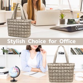 CAMTOP Lunch Box for Women Girls Insulated Cute Lunch Tote Bag Lunchbox Cooler Bag for Work Travel Picnic (Camel Grey)