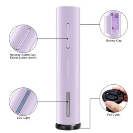 COKUNST Electric Wine Opener, Automatic Battery-Operated Corkscrew with Built-in Foil Cutter for Party Home Kitchen Wedding Purple