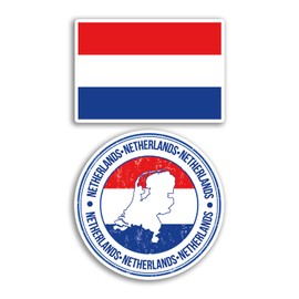 2 x 10cm Wide Netherlands Vinyl Stickers - Dutch Holland Suitcase Flag Map Scrapbook Design Holiday Adventure Travel Gift #78646