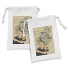 Ambesonne Woman Fabric Pouch Set of 2, Girl with Long