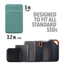 Slipdrive - Portable Hard Drive Sleeve for Laptop - SSD Solid State Drive - Reusable Adhesive - 5” x 3.2” Stick on External Hard Drive Carrying Case - Travel Pocket Pouch (Small, Pink)