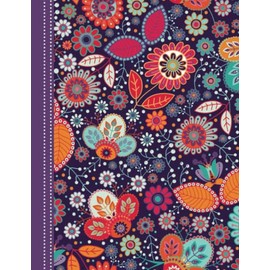 PINK COTTON PRESS Retro Flowers Purple Scalloped Flowers 8 1/2” x 11” College-Ruled Notebook: Cute lined Notebook/Journal, 120 pages, for Women and Teens