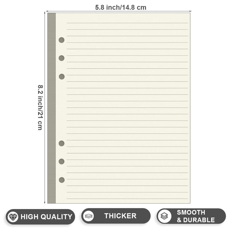 A5 Cream Lined Refills Paper, 6 Hole A5 Lined Paper